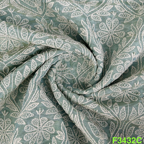 Thread Embroidered Shimmer Tissue Fabric-F3432